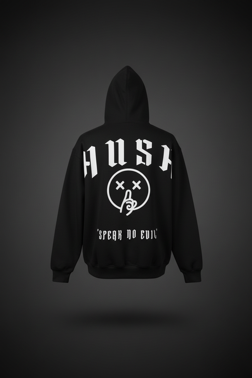 HUSH Black Hoodie Back - Studio Style