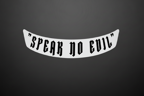 Speak No Evil Visor Banner Sticker - White Background Black Text