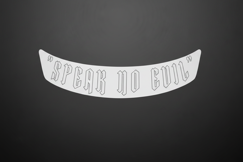 Speak No Evil Visor Banner Sticker - White Gothic Font